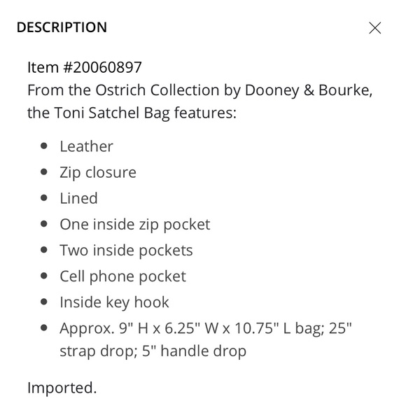 NEW! Dooney & Bourke Ostrich Bone Toni Satchel - Picture 8 of 11